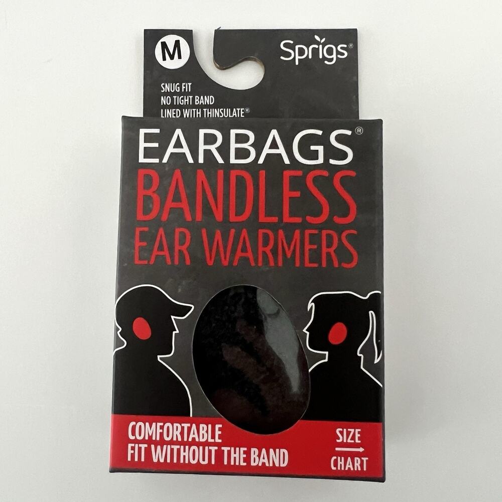 NEW Sprigs Earbags Bandless Ear Warmers Thinsulate Charcoal Gray Adult Medium